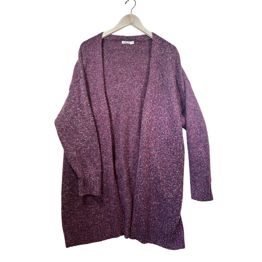 Signature Reitmans Womens XXL Purple Marled Knit Open Front Longline Cardigan